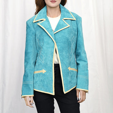 Genuine Vintage leather Women shirt Blazer jacket dress ladies girl